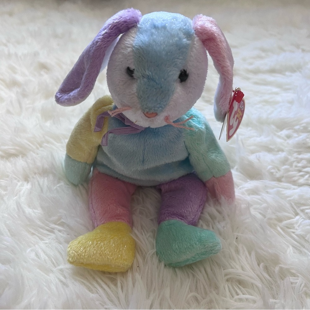 TY Beanie Babies “Dippy” Multicolor Rabbit Plush - Picture 3 of 7